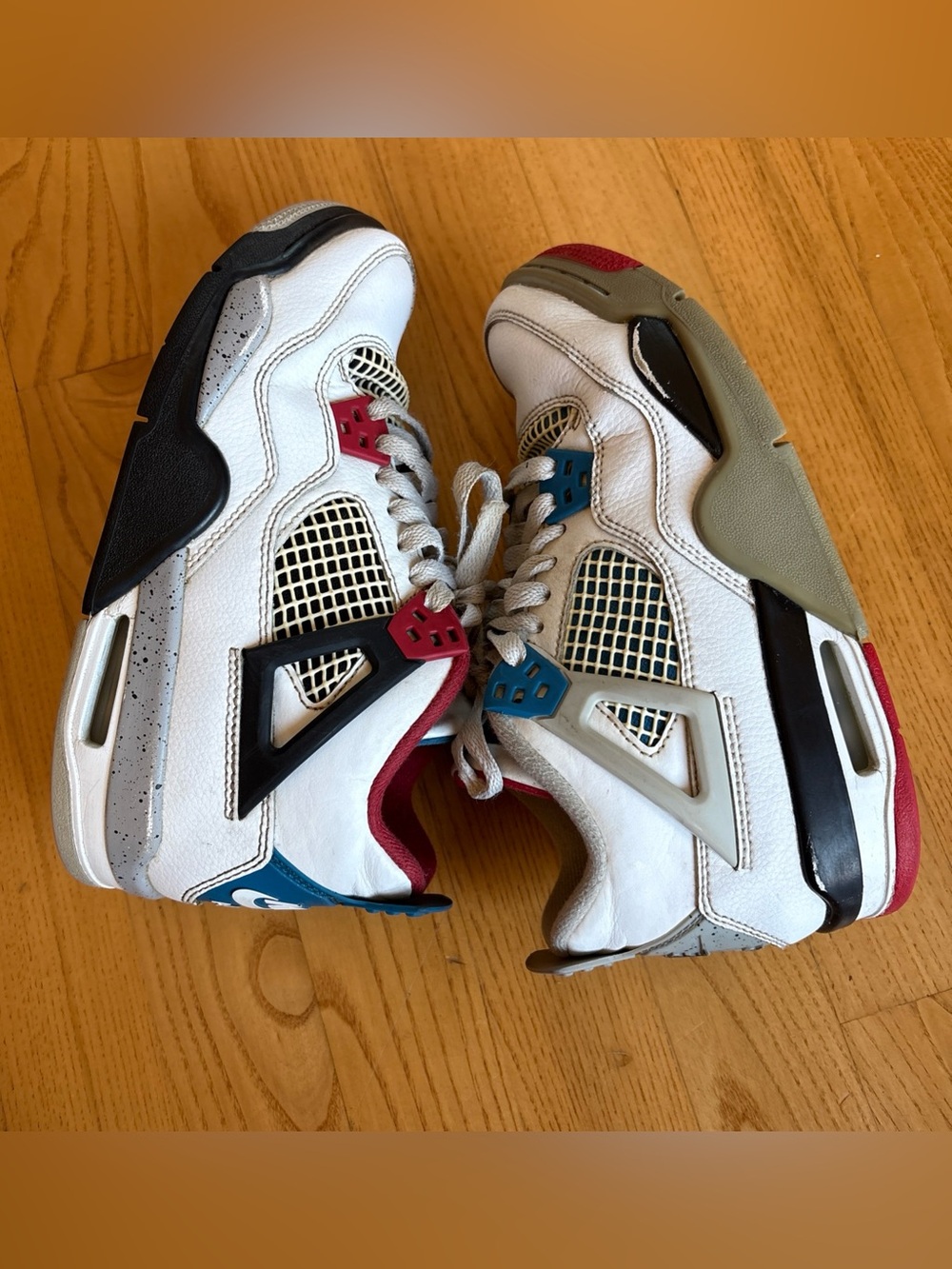 Nike Air Jordan 4 Retro "What The" sneakers Shoes GS SE Red White Blue Youth 4.5